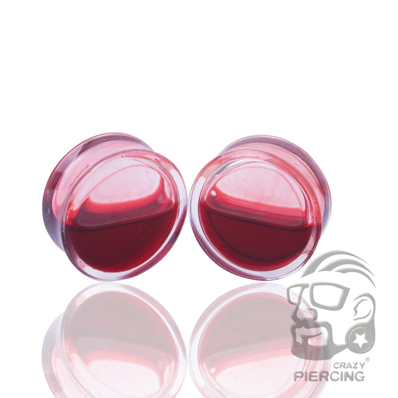 red liquid blood ear plugs and tunnels piercing body jewelry trendy