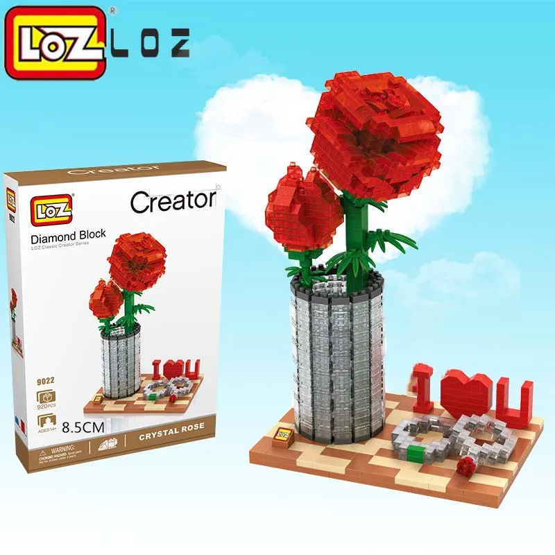 

LOZ Diamond Blocks Bricks Toys Building Assembly Toy Crystal Rose Valentine's Day Gifts Girl Friend Gift DIY Creator Flower 9022