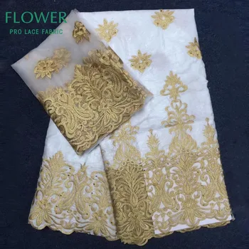 

White French Bazin Riche Lace Fabric With Net Blouse Rhinestones 2020 High Quality African Brocade Stones Basin Guipure Fabric