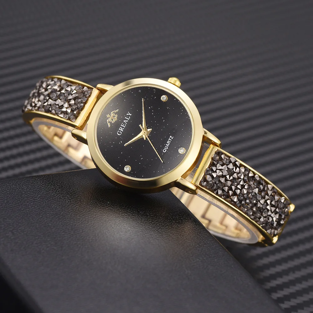 Для женщин часы 2019 платье часы для женщин со стразами сплав кварцевые часы-браслет дропшиппинг Новый 2019 Лидер продаж
