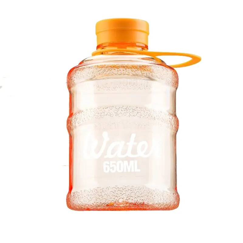 1000 мл бутылки для воды с ручкой для занятий спортом на открытом воздухе, тренировок, кемпинга, бега, портативные бутылки для воды, пластиковые уплотнительные бутылки - Цвет: 650ml orange