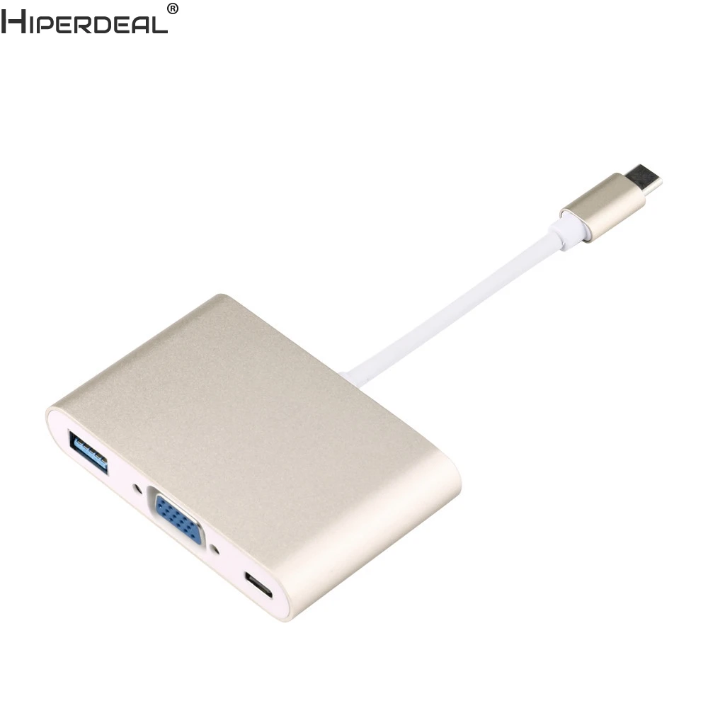

HIPERDEAL USB 3.1 Type C To VGA Monitor + USB 3.0 + Type-c Charger Adapter For Macbook Oct27 HW