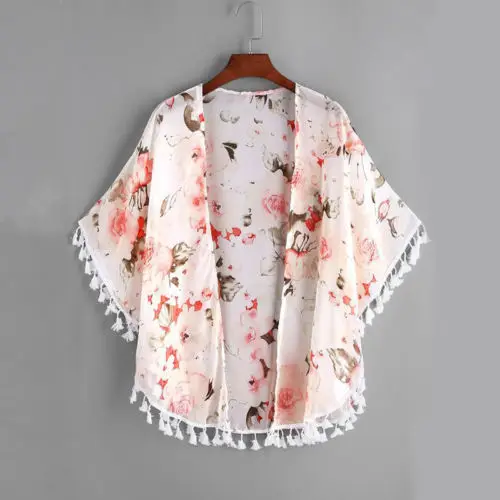 От 2 до 6 лет, детская одежда для девочек повседневное Свободное длинное кимоно Куртка-кардиган tassle Цветочные рубашка Boho блузка Пляжная накидка Топы AU