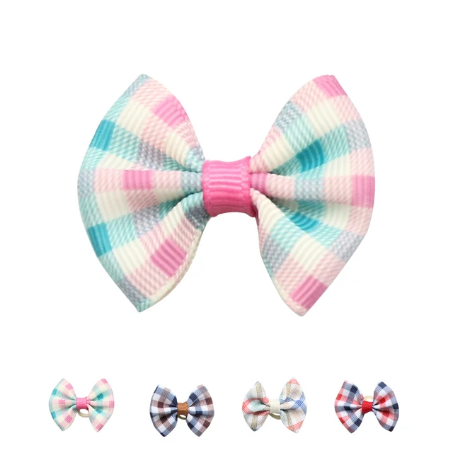 100 Pcs Handmade  Dog Bow  Plaid Ribbon Pattern Dog Grooming  Hair Bow 6029028 Pet Accessories Wholesale