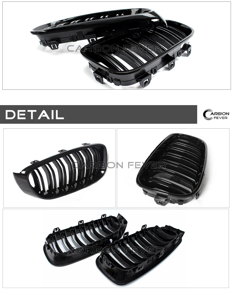 Dual Pair Racing Grills For BMW F34 Gran Turismo Glossy Black Front