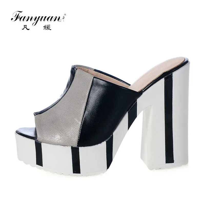 

Fanyuan Women Slippers Mixed Gladiator Shoes Woman Slides Summer Beach Women Sandals Thick High Heel Platform Slipper Flip Flops