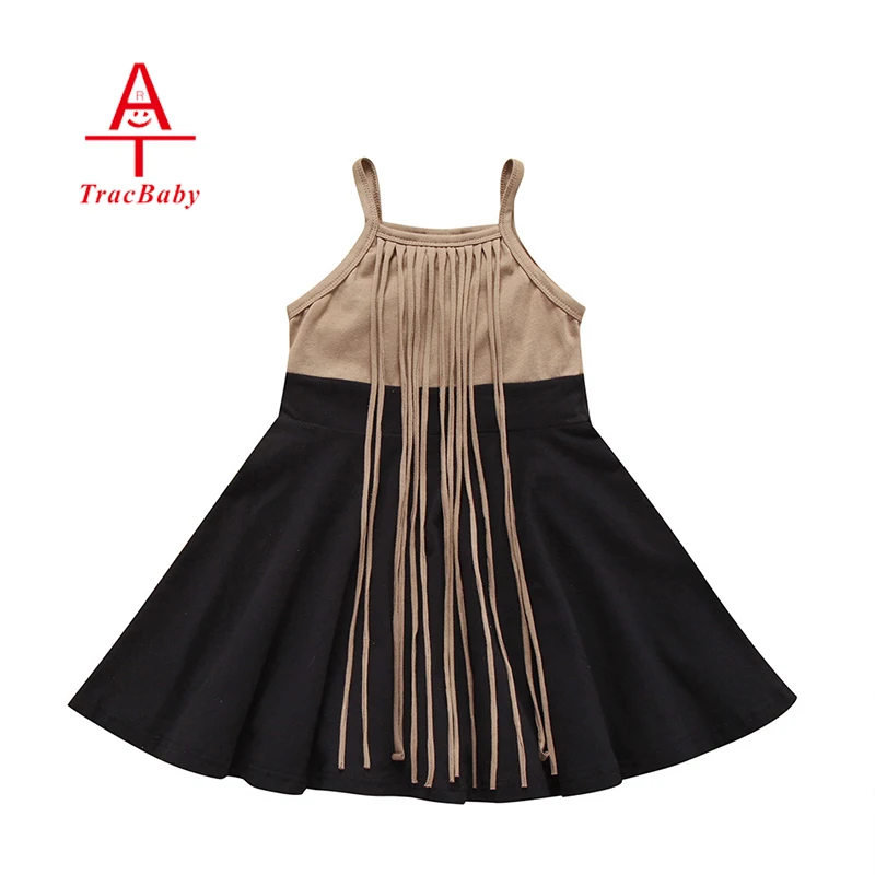 

2019 Baby Girls Sleeveless A-line Slip Dress Cute Solid Color Patchwork Dresses for Girls for Wholesale