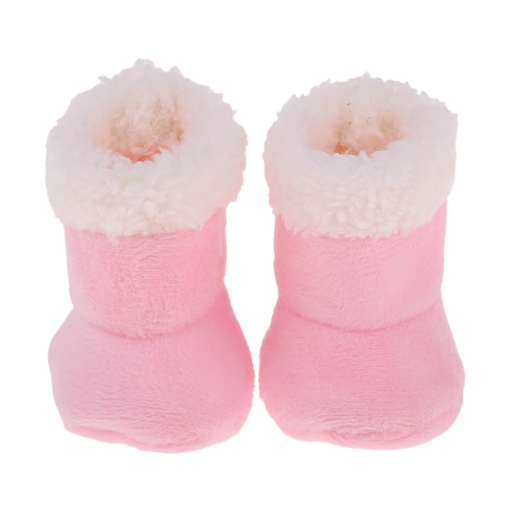 Lovely Pink Plush Boots Shoes For Mellchan Baby Doll 9-11 Inch Reborn Girl Doll Clothing Accessories