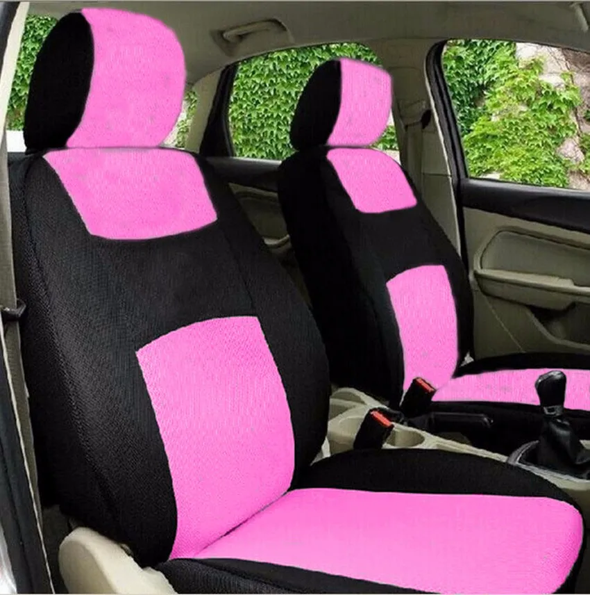 Универсальные чехлы для автомобильных сидений, только для передних сидений, чехлы для задних сидений автомобиля, черный+ красный/серый/синий/бежевый/розовый/зеленый дышащий материал