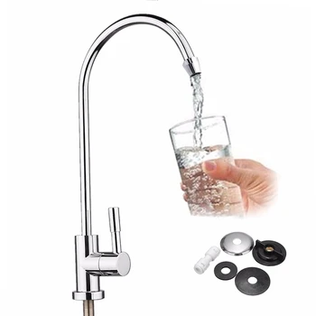 

1/4 Inch Connect Hose Reverse Osmosis Filters Parts Purifier Direct Drinking Tap Kitchen Water Filter Faucet Chrome Plated
