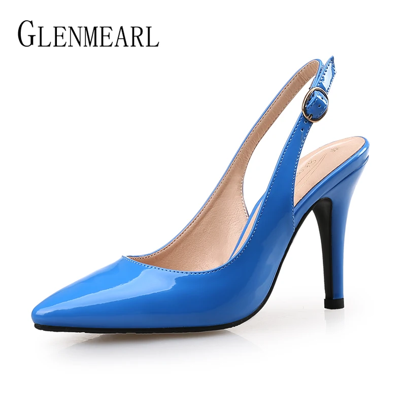 Women High Heels Wedding Pumps Sexy Pointed Toe Casual Female Shoes Fashion Ankle Strap Thin Heels Ladies Shoe New Plus Size DE
