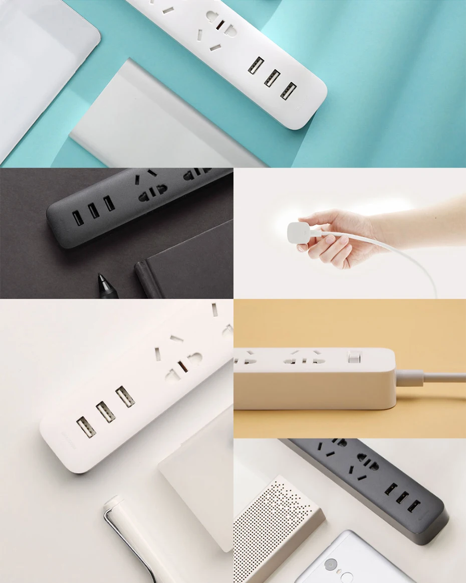 Xiaomi power strip с 3 USB удлинитель Разъем многофункциональная Быстрая зарядка силовая полоса 10A 250V 2500W