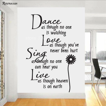 

Dance Love Sing Live Flower Livingroom Quote Wall Stickers Removable Inspritional Quotes Decals Large Size DIY Poster H509