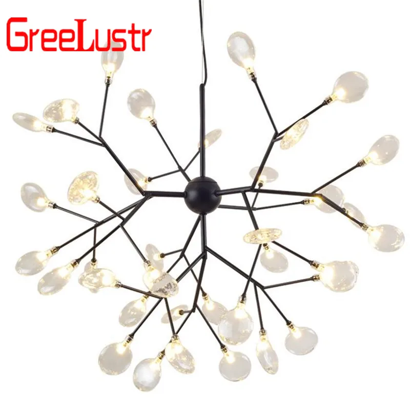 Ceny Nordic szklane żyrandole sufitowe led Lamparas gałąź drzewa czarny wisiorek lampy Lustre do salonu lampa wisząca lampy