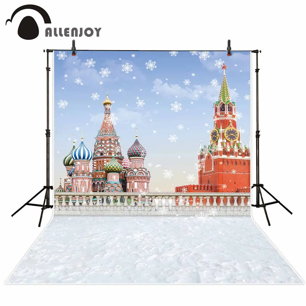 Фон для фотосъемки Allenjoy с изображением российского храмового храма снежинки и