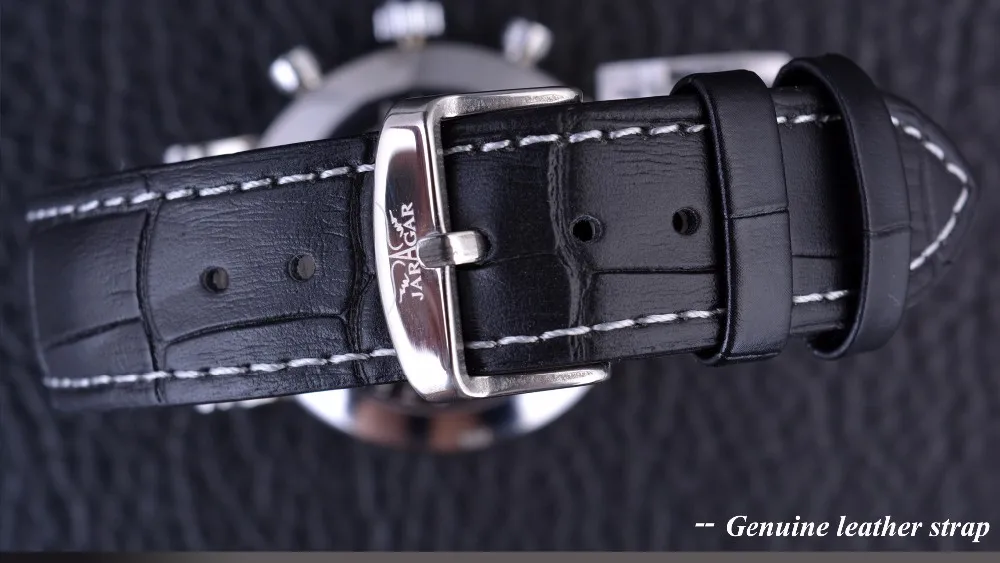 JARAGAR Blue Sky Jaraz Design Series Genuine Leather Bracelet Top Brand Luxury Men's Automatic Watch JARAGAR Blue Sky Jaraz Design Series Genuine Leather Bracelet Top Brand Luxury Men's Automatic Watch