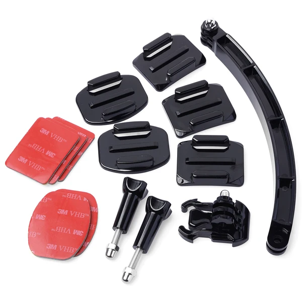 

4 in 1 Arm Mount Helmet Extension Holder Base Screw Kit Flat Curve 3M Sticker Buckle For Gopro Hero 6 5 4 Xiaomi YI 4K SJCAM