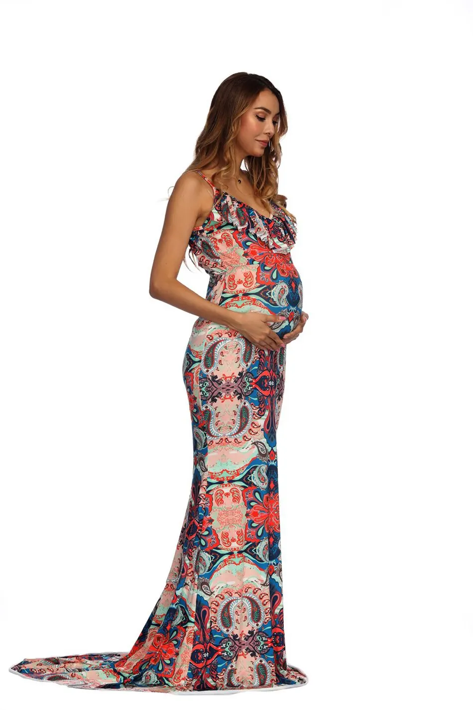 Women Floral Printed Pregnant Dress (3)