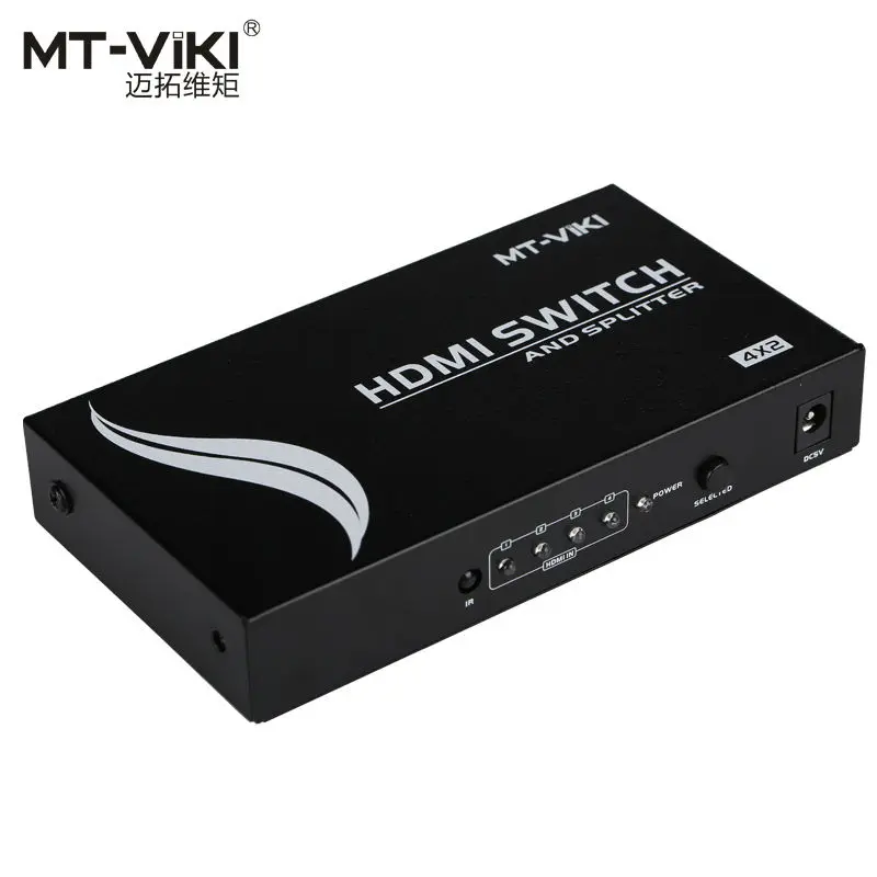 

Mt-viki HDMI Switch Splitter 4 in 2 out Selector Distributor 1.4 Version Same Output 3D 1080p IR Remote Conrol HD4-2