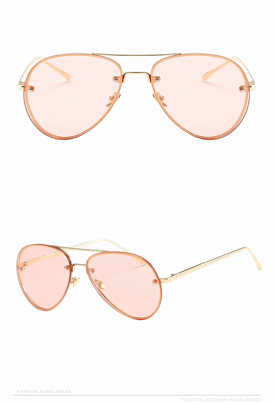 2020 neue Mode Marke Design Vintage Randlose Pilot Sonnenbrille Frauen Männer Retro Klare Linse Beschichtung Spiegel Sonnenbrille für_voghion.com