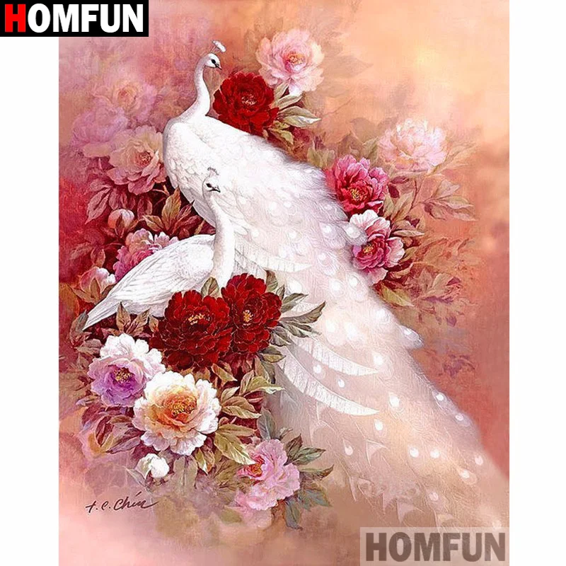 HOMFUN Full Square/Round Drill 5D DIY Diamond Painting &quotAnimal peacock&quot Embroidery Cross Stitch Home Decor Gift A16976 | Дом и сад