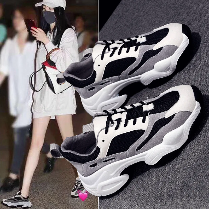 Women's Platform Shoes Ventilation Genuine Leather Dad Shoe Ins Exceed Fire Smoked Shoe Thick Sole Leisure Time Sneakers Woman Women's Platform Shoes Ventilation Genuine Leather Dad Shoe Ins Exceed Fire Smoked Shoe Thick Sole Leisure Time Sneakers Woman