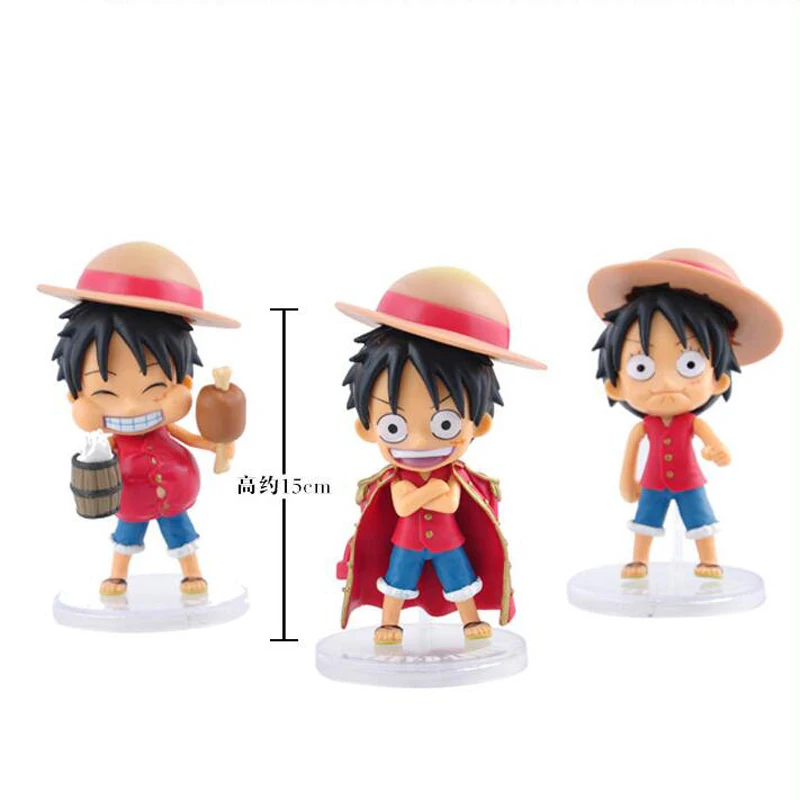 

One Piece anime action figure Monkey D. Luffy cartoon 15cm 3pcs/set collection Nendoroid cartoon figurine decoration Y7246