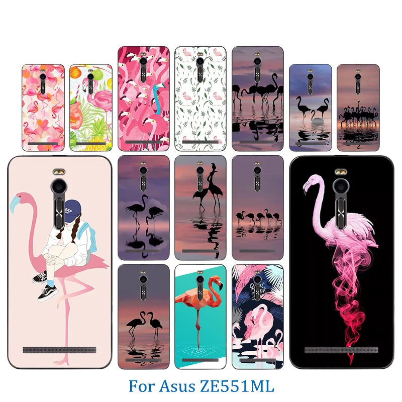 for Asus Zenfone 2 ZE551ML Phone Case Flamingos Pattern Soft Silicon Back Cover 5.5 inch ASUS ZE550ML Matte Protection Funda |