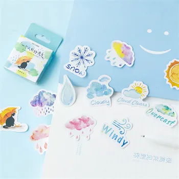

46 pcs/box A person's weather Kawaii paper stickers Diary decoration diy scrapbooking label seal Hand account sticker stationery
