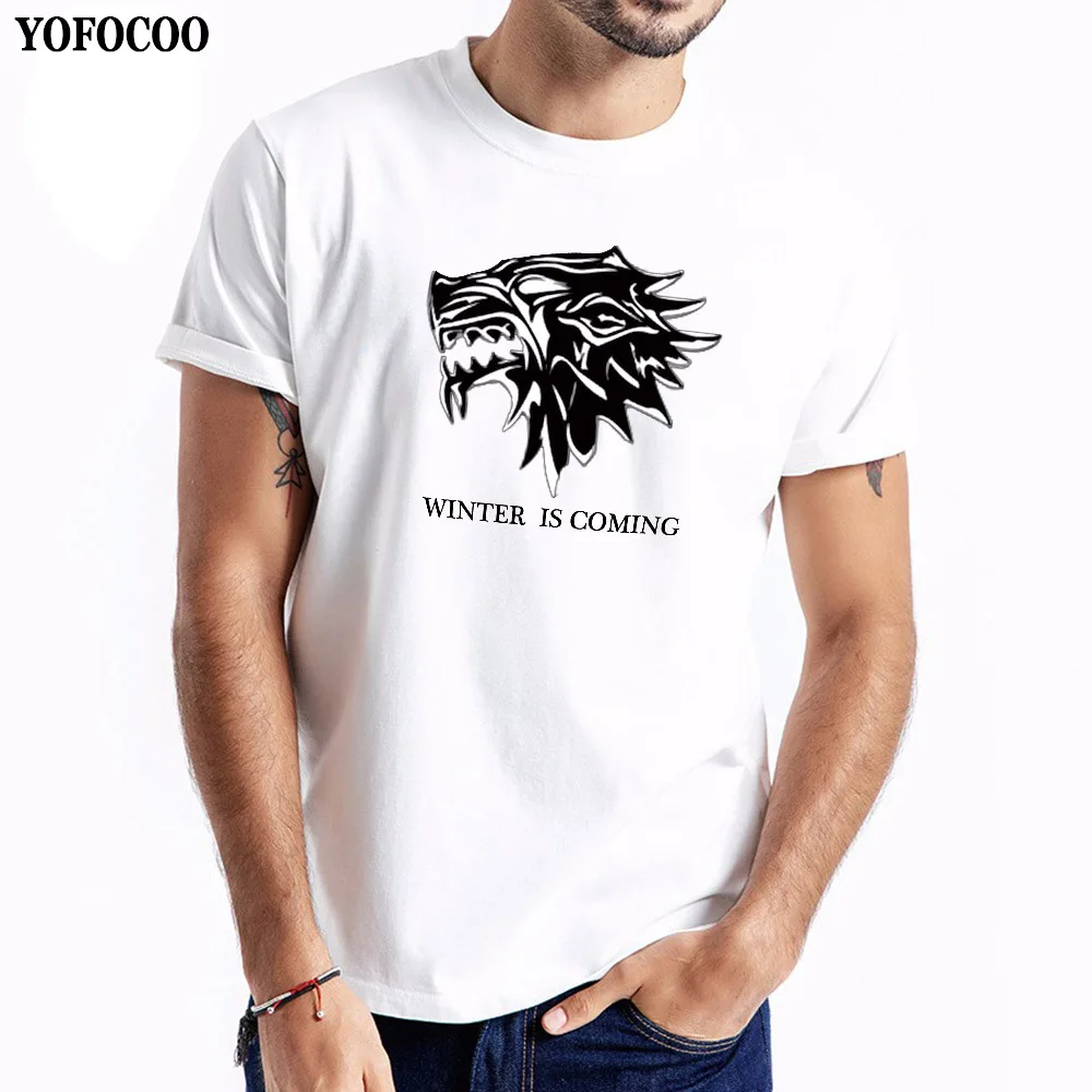 

YOFOCOO Short Sleeve Printed Wolf Round Neck Slim Casual T-shirt Print Tees t-shirt Men Tops Casual Funny Cartoon T-shirt Homme