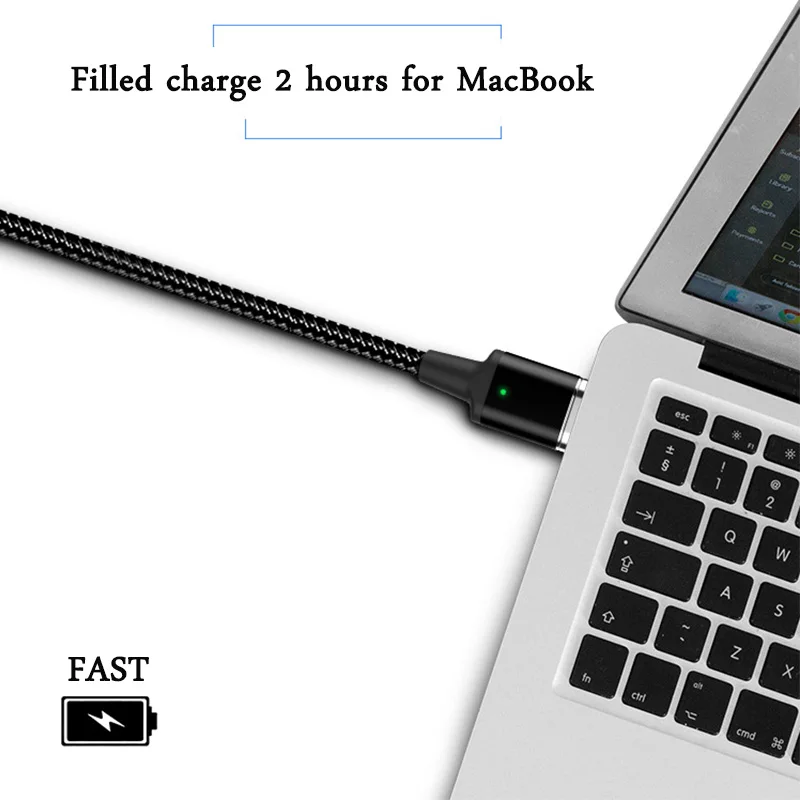 Магнитный кабель type-C 100 Вт, 5А, быстрая зарядка, PD, USB C кабель для Macbook, зарядный кабель type-C, type-C, для huawei, Xiaomi, samsung