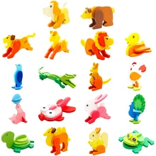 3D Assembled Wooden Puzzle Kid DIY Cartoon Animal Puzzle Children Intelligence Development Toy
