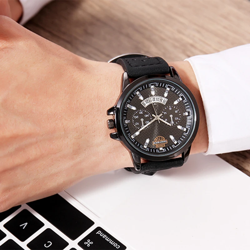 New Women Watches Mens Clock Top Brand Luxury Matte Breathable Small Hole Khaki Belt Quartz Calendar 4