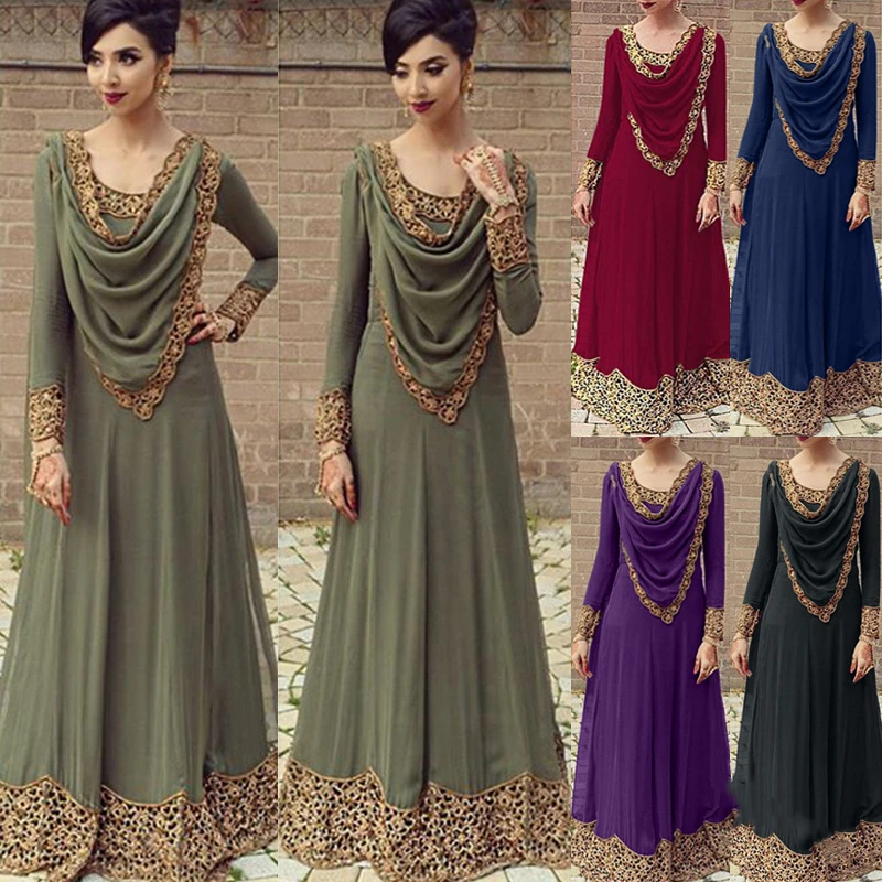 Lugentolo Women Dress Vintage Lace Plus 