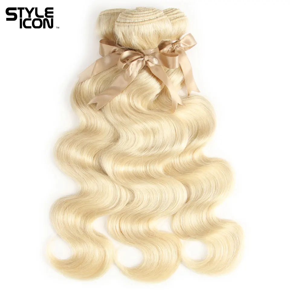 Styleicon Hair Blond 613 Body Wave Human Hair Weaving Brazilian 3 Bundles a Lot 10inch to 26inch Blond Hair Weft for Sewing