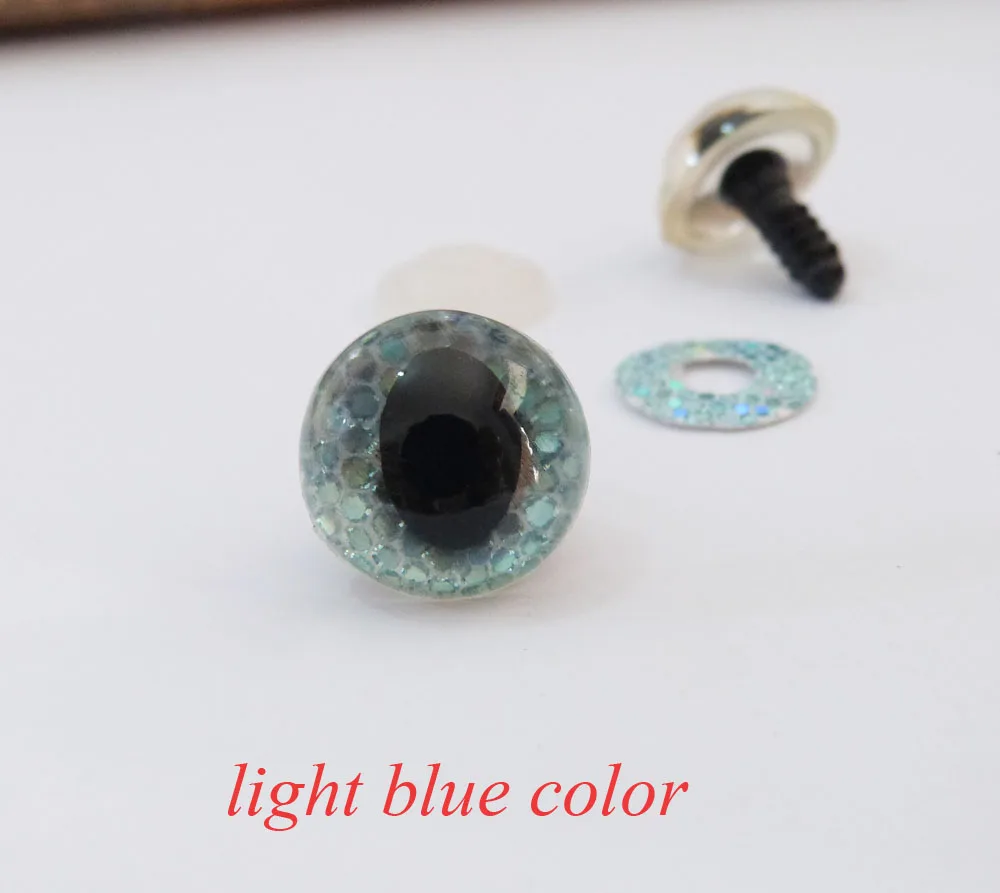 20pcs/lot 13mm/14mm/15mm/18mm clear plastic safety toy cat eyes + glitter Nonwovens + hard washer for diy animal doll --sp 11