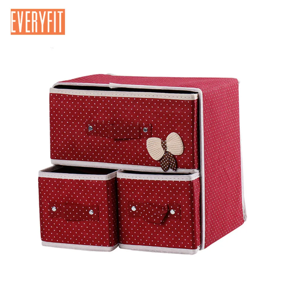 

Oxford Cloth Box for The Storage of Clothes, Two Layers Three Lattice Underwear Socks Organizer Container Drawer Divider Lidded