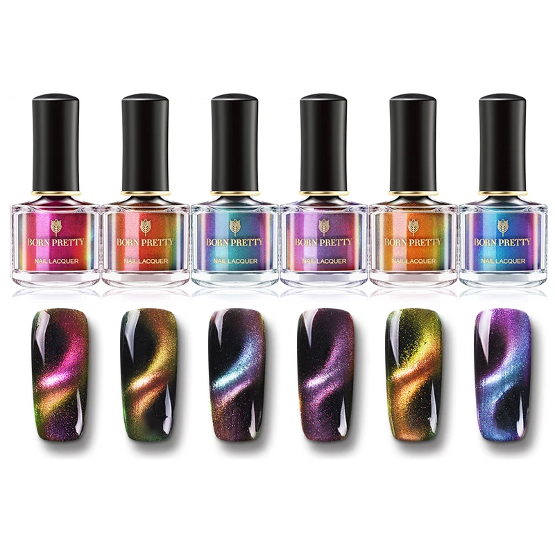 Nacido bonito 6 ml camaleón 3D ojo de gato esmalte de uñas serie magnética Aurora barniz imán uñas arte laca Base negra necesitaba