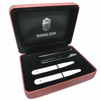 

SHANH ZUN 6 Pcs Ceramic Collar Stays for Men's Dress Shirt, Black & White 2.59"