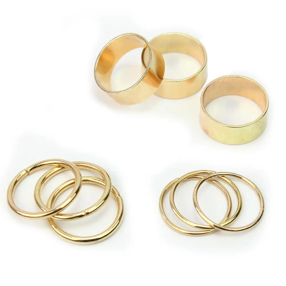 Refaxi 9 Pcs Gothic Punk Gold Stack Plain Cute Above Knuckle Midi Finger Rings Set Hot | Украшения и аксессуары