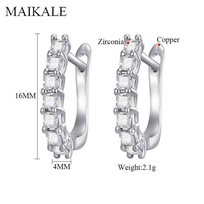 MAIKALE, корейские серьги, модное ювелирное изделие, кубический цирконий, золотой, серебряный цвет, роскошные u-образные серьги-гвоздики для женщин, очаровательный подарок