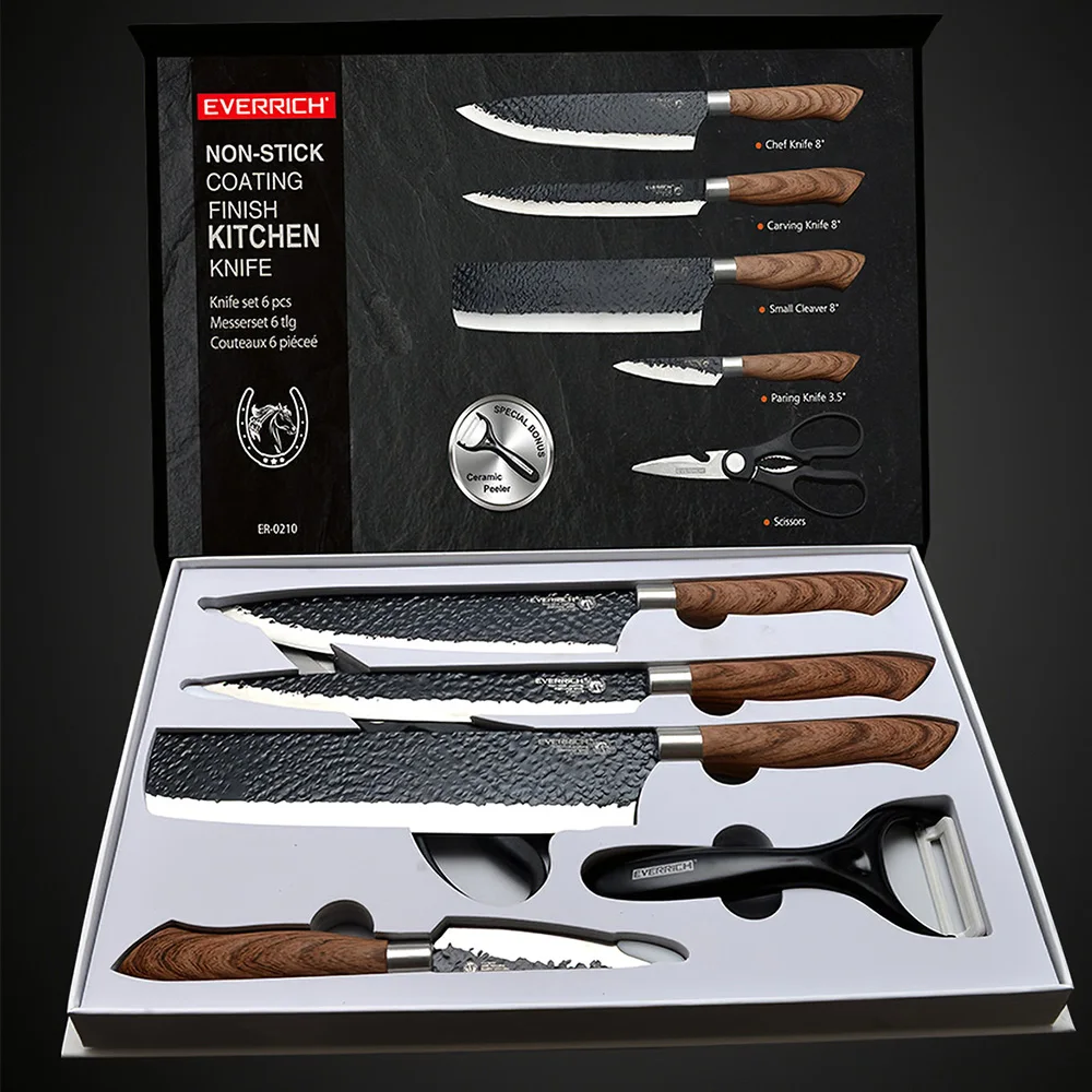 

6pcs knife set Stainless Steel Kitchen knife Sets Vegetable Ceramic Peeler Santoku knives Bread Fruit Damascus Chef Blade knives