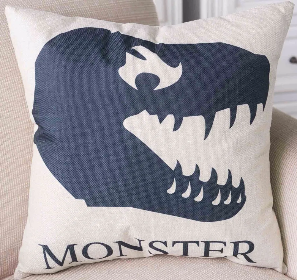 

Dinosaur Monster Art Pattern Cotton Linen Flax Cushion Case Pillowcase Home Throw Pillow Cases Pillow Cover Size 45x45cm