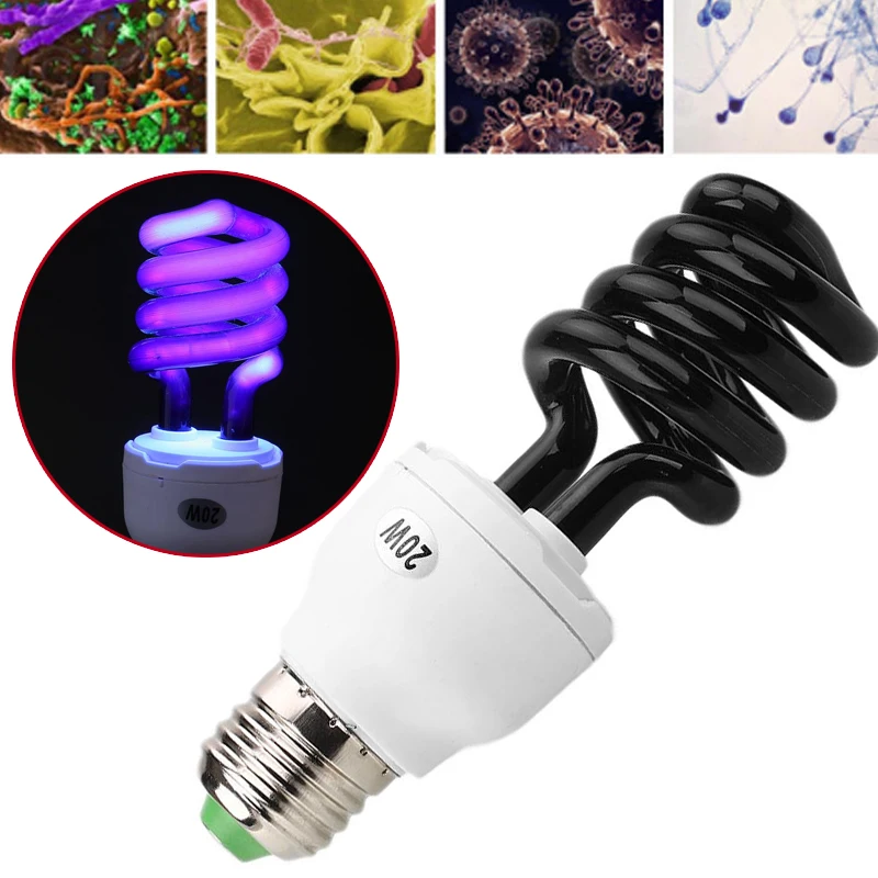 E27 20W UV ультрафиолетовые люминесцентные черный светильник с низким