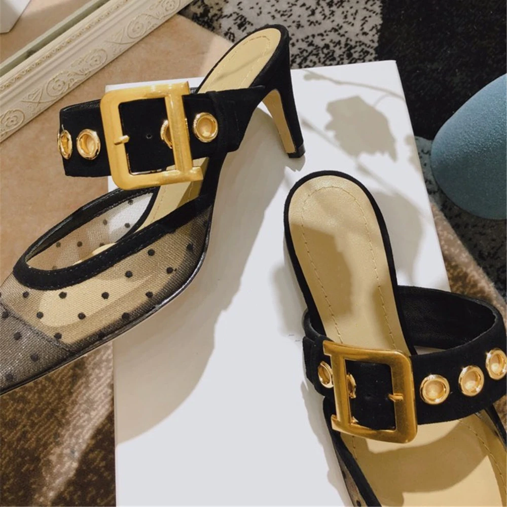Женские туфли-лодочки из натуральной кожи на тонком каблуке Дамская обувь с острым носком новые модные пикантные кружевные сандалии Большие размеры 34-43
