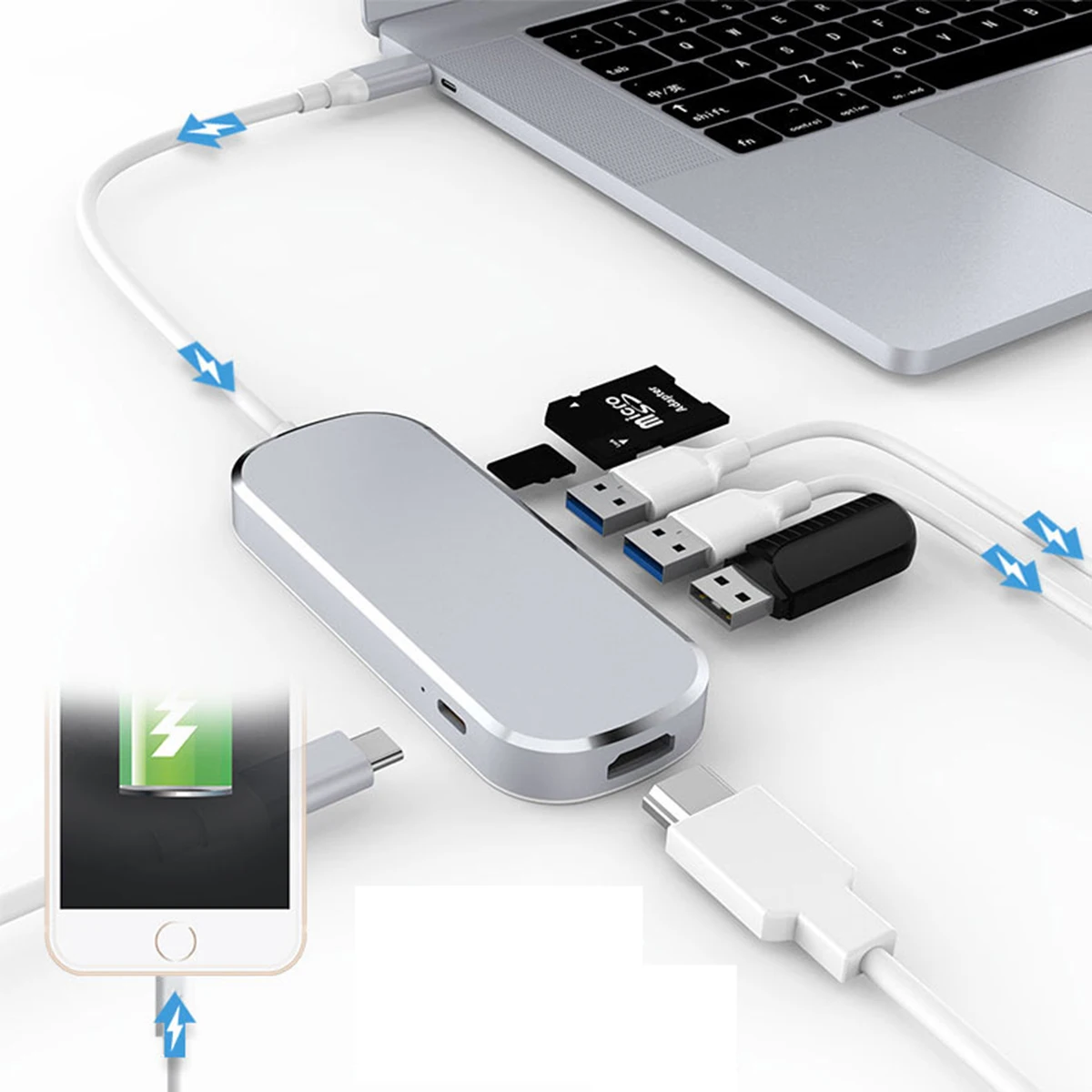 Type-c HDMI для usb3.0HUB expander hub USB-C читатель док-станция