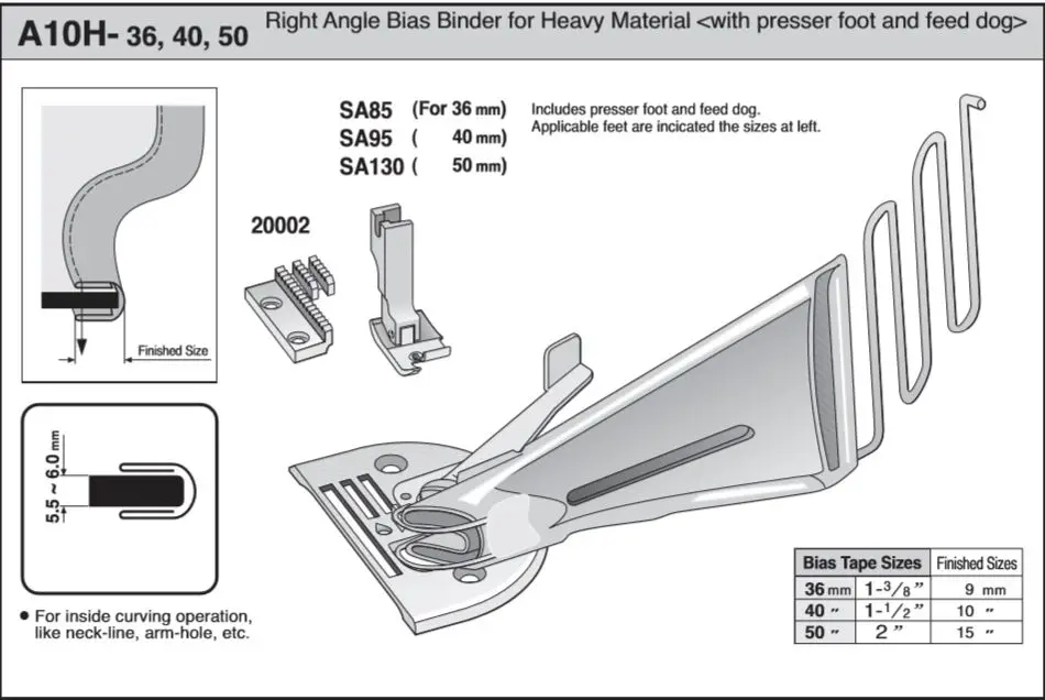 

A10H LOCKSTITCH RIGHT ANGLE TAPE BIAS BINDER ,BORDEUR ANGULAIRE ,RIBETEADOR FOR Heavy material PFAFF BROTHER JUKI SINGER SIRUBA