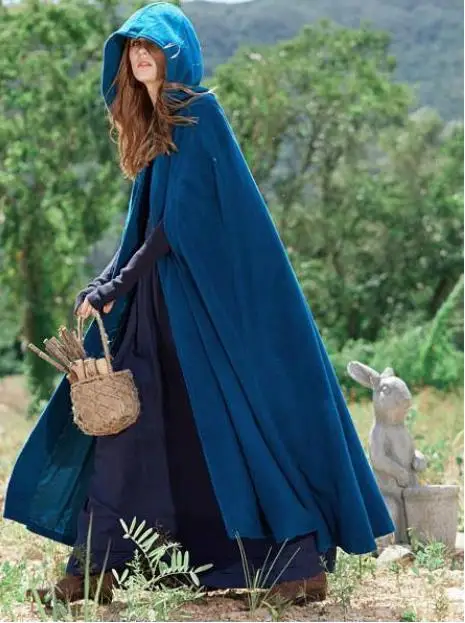 Средневековый плащ пальто с капюшоном тонкое женское винтажное Готическая накидка длинное пальто Тренч пальто женский костюм для косплея на Хэллоуин