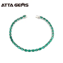 Зеленый Изумрудный браслет из стерлингового серебра 33 штуки овальной формы 4 мм* 6 мм, создан Изумрудный верх и модные женские роскошные ювелирные изделия