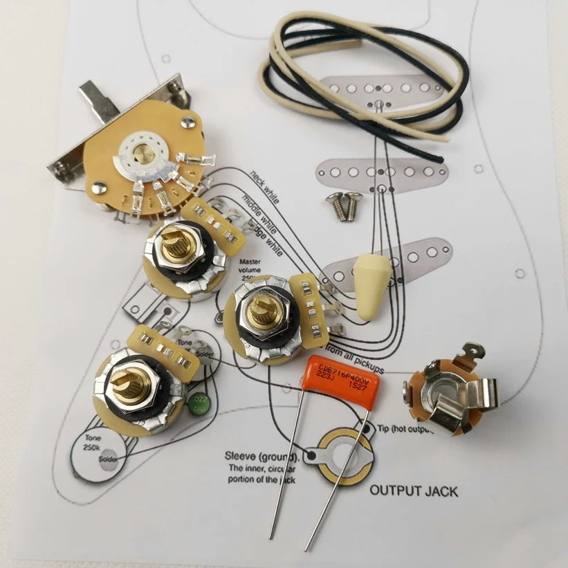 Потенциометр для гитары CTS 250K медный вал комплект проводов для-Stra CDE 716 P. 022 400V оранжевый колпачок+ чертеж сварочной линии